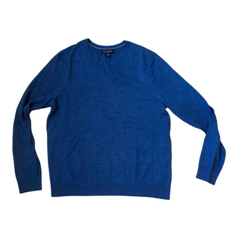 Banana Republic Extra Fine Merino Crewneck Sweater Men’s L Blue Knit Pullover LS